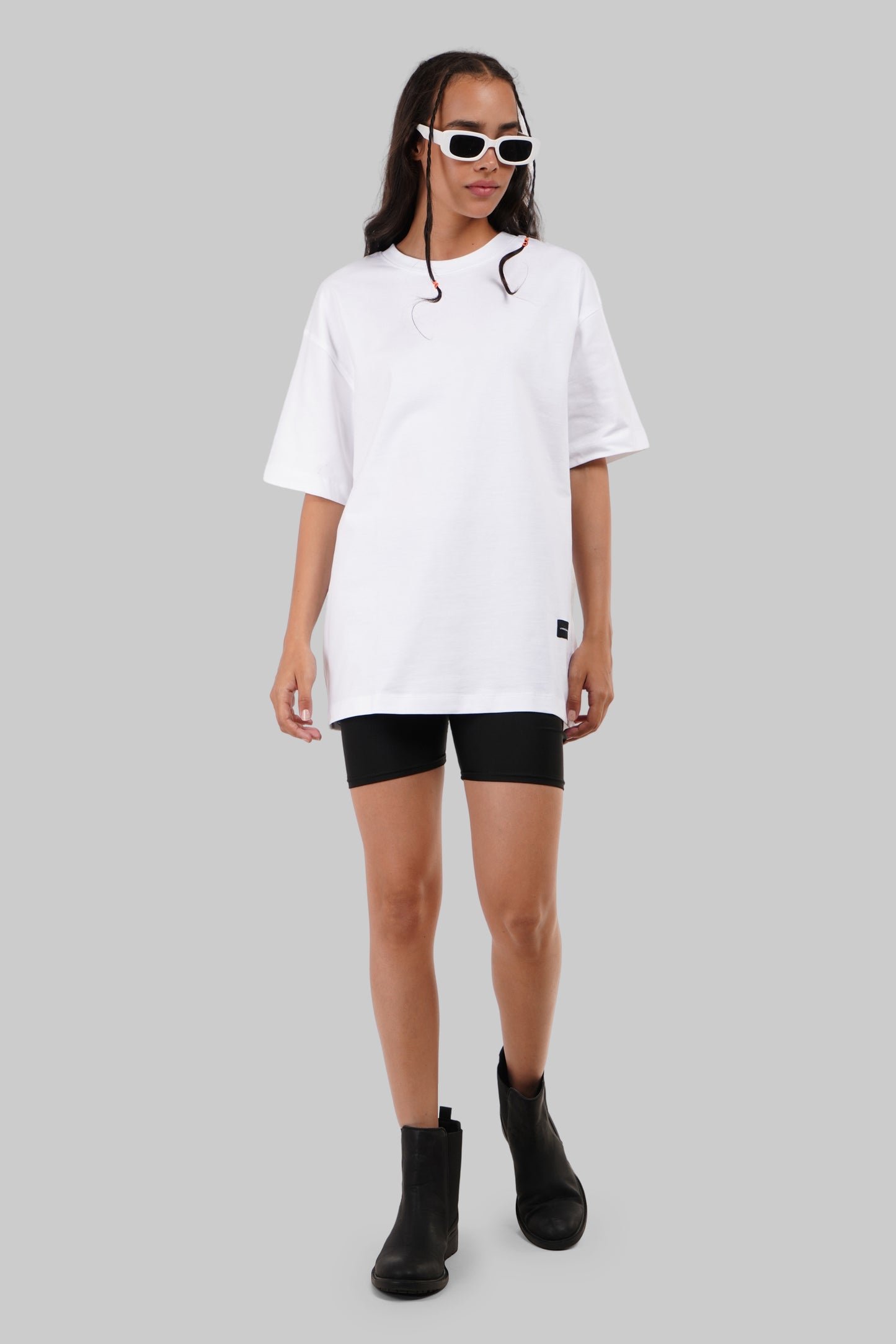 Solid White Half Sleeves T-Shirt For Women Oversized Fit