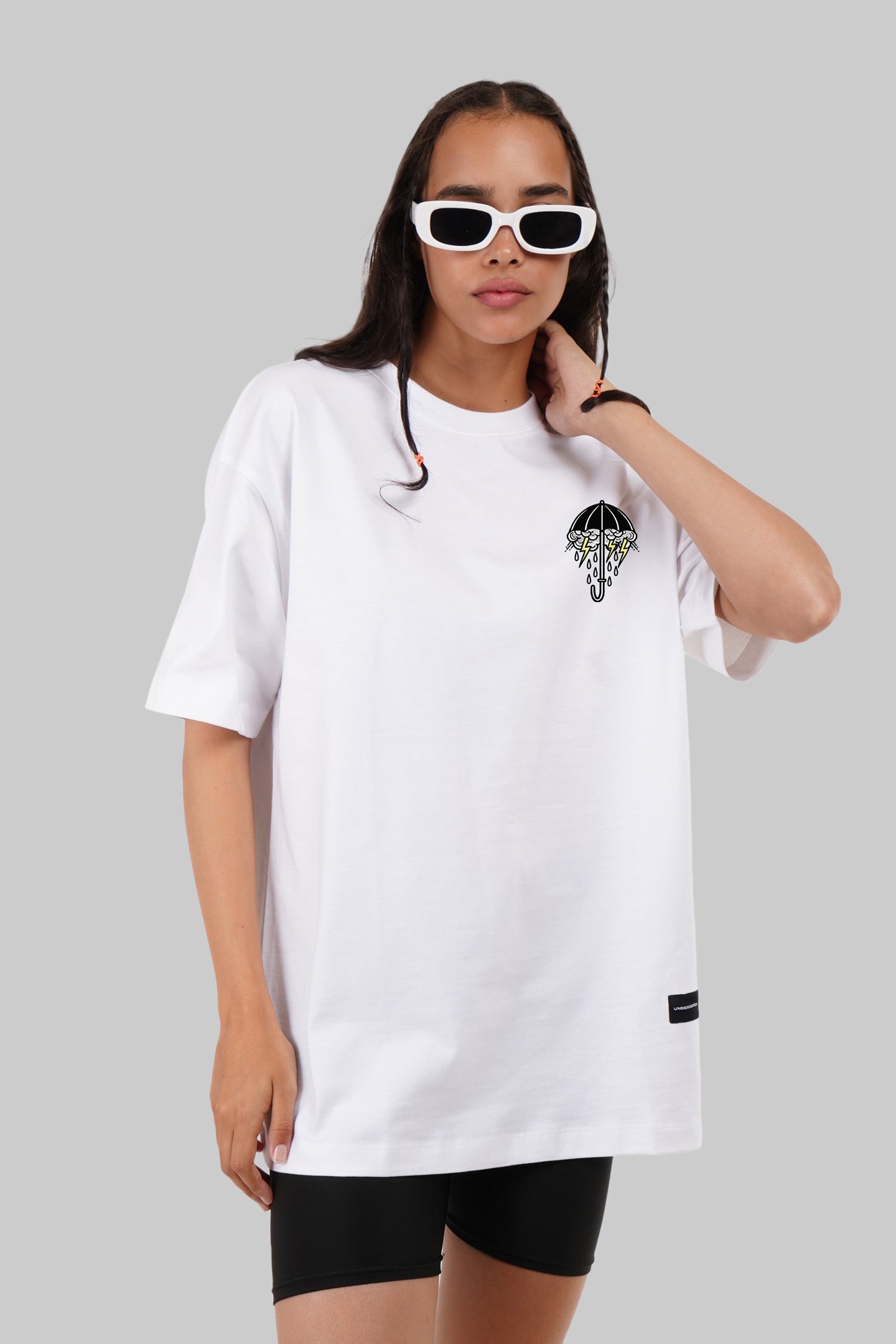 Underrated Rain Day White Oversized Fit T-Shirt Women