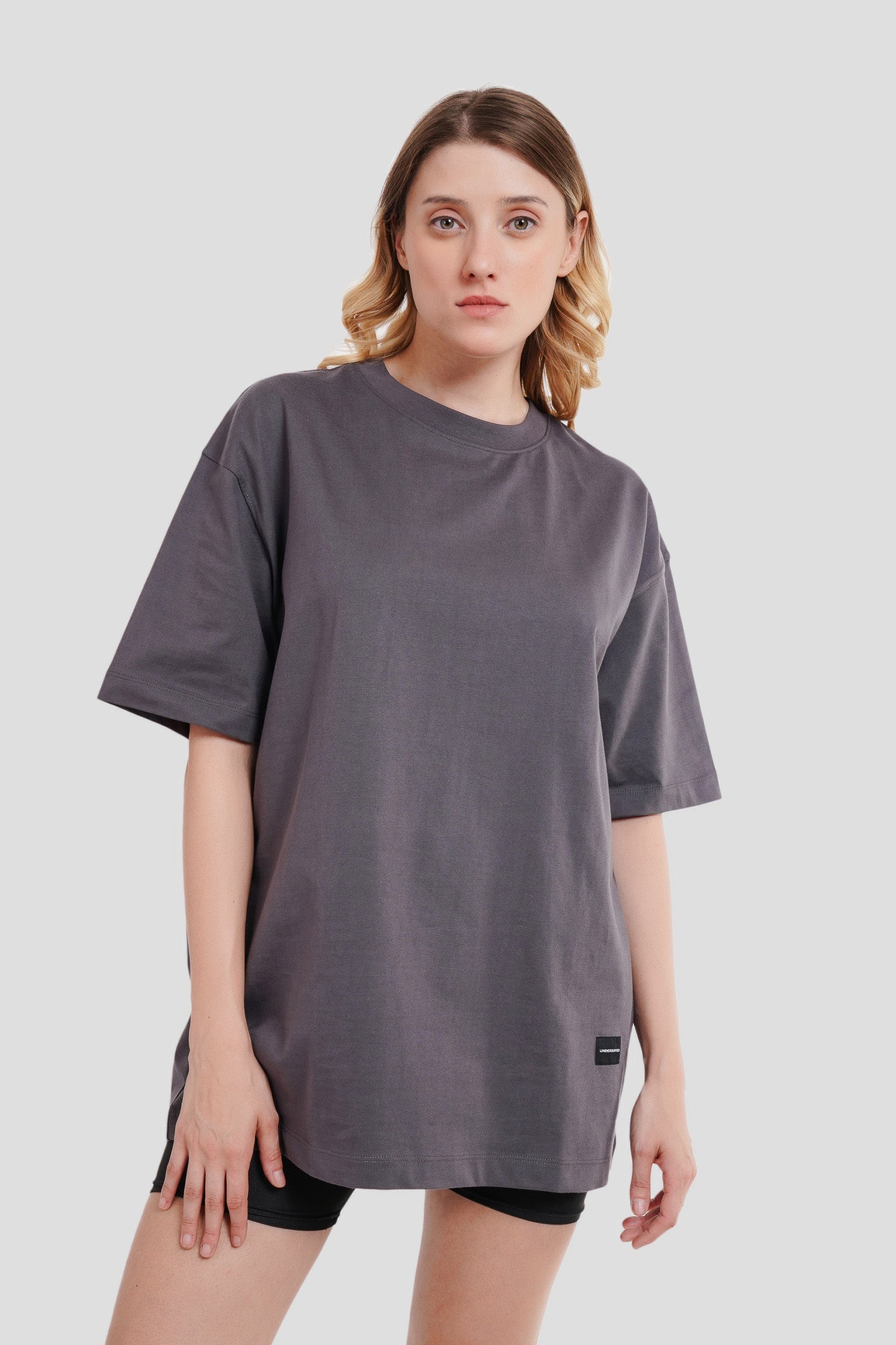 Pray For The Real Dark Grey Printed T Shirt Women Oversized Fit Pic 2