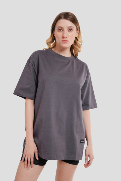 Only Good Vibe Dark Grey Oversized Fit T-Shirt Women Pic 2