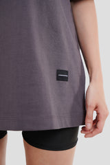 Neon Pocket Dark Grey Printed T Shirt Women Oversized Fit With Front Design Pic 3