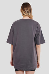 Neon Pocket Dark Grey Printed T Shirt Women Oversized Fit With Front Design Pic 2