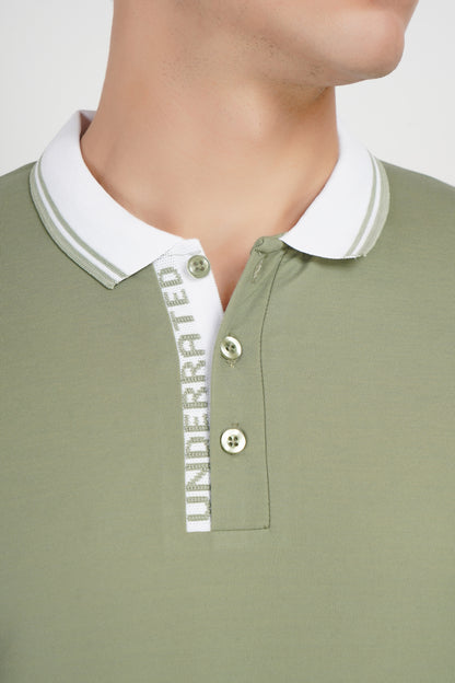 Light Green Contrast Collar Polo T-Shirt