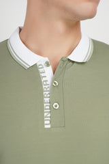 Light Green Contrast Collar Polo T-Shirt