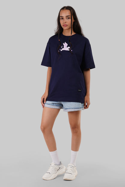 Tiger Press Navy Blue Oversized Fit T-Shirt Women