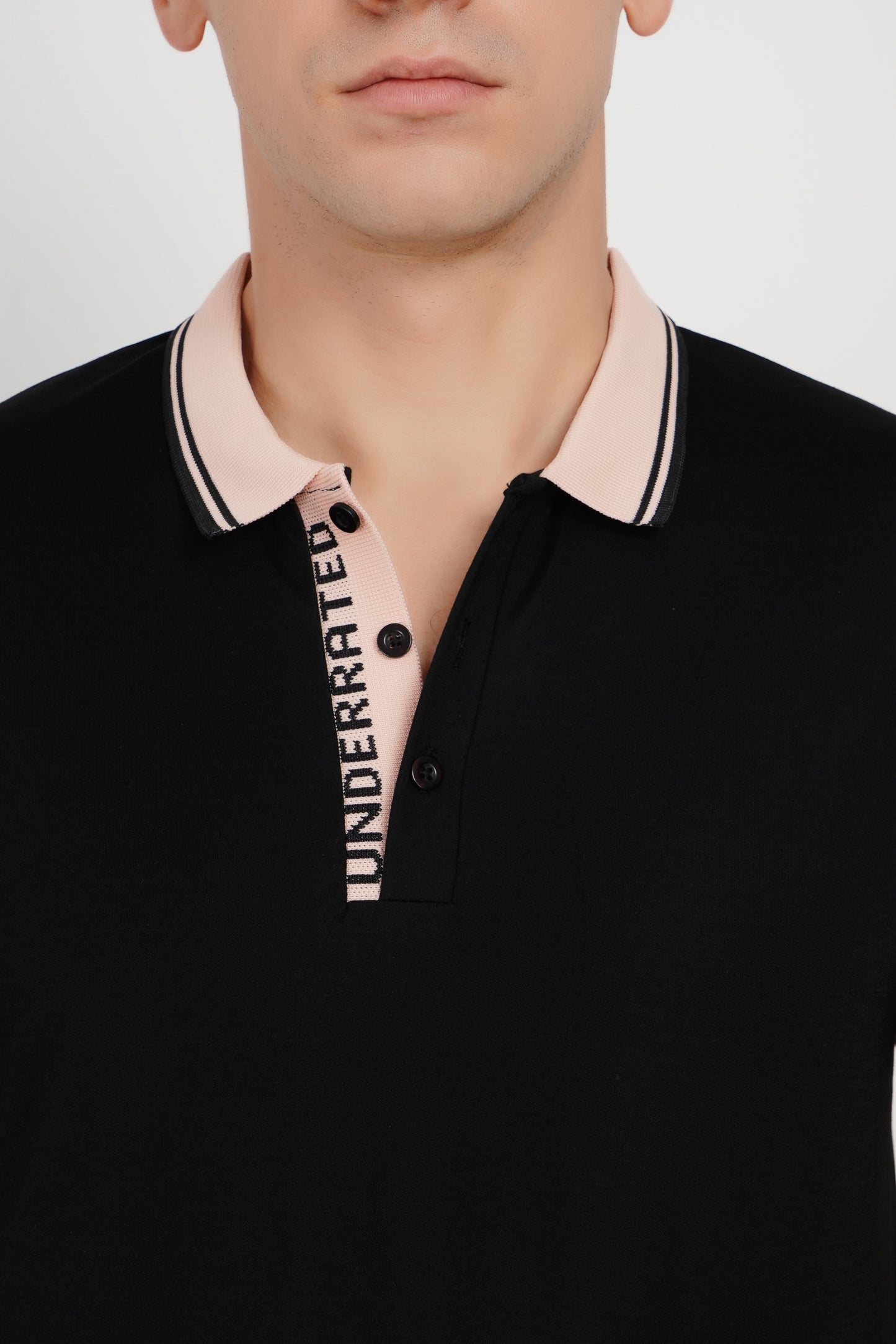 Black Contrast Collar Polo T-Shirt