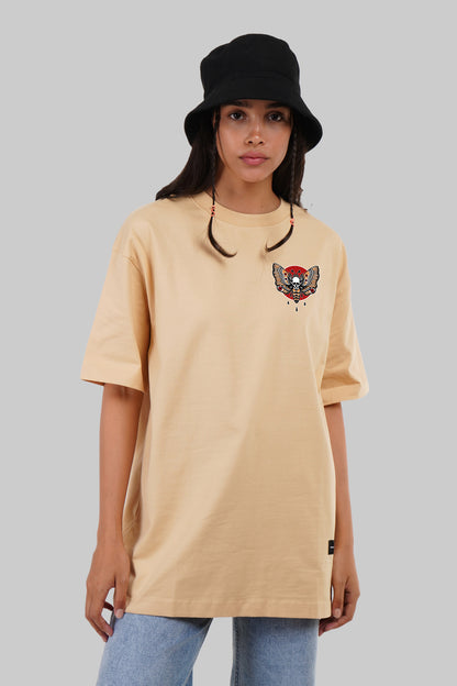 Culture Graphic Beige Oversized Fit T-Shirt Women