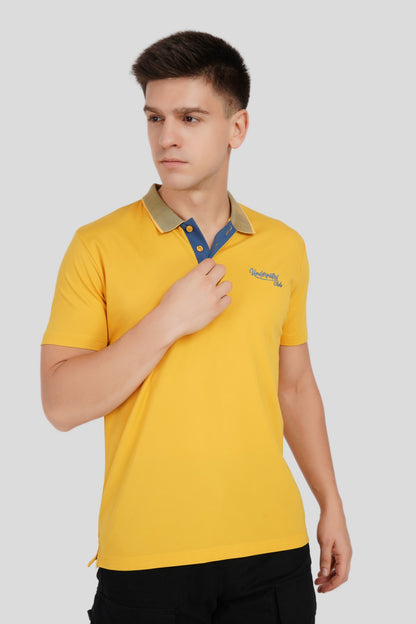 Yellow Contrast Collar Polo T-Shirt