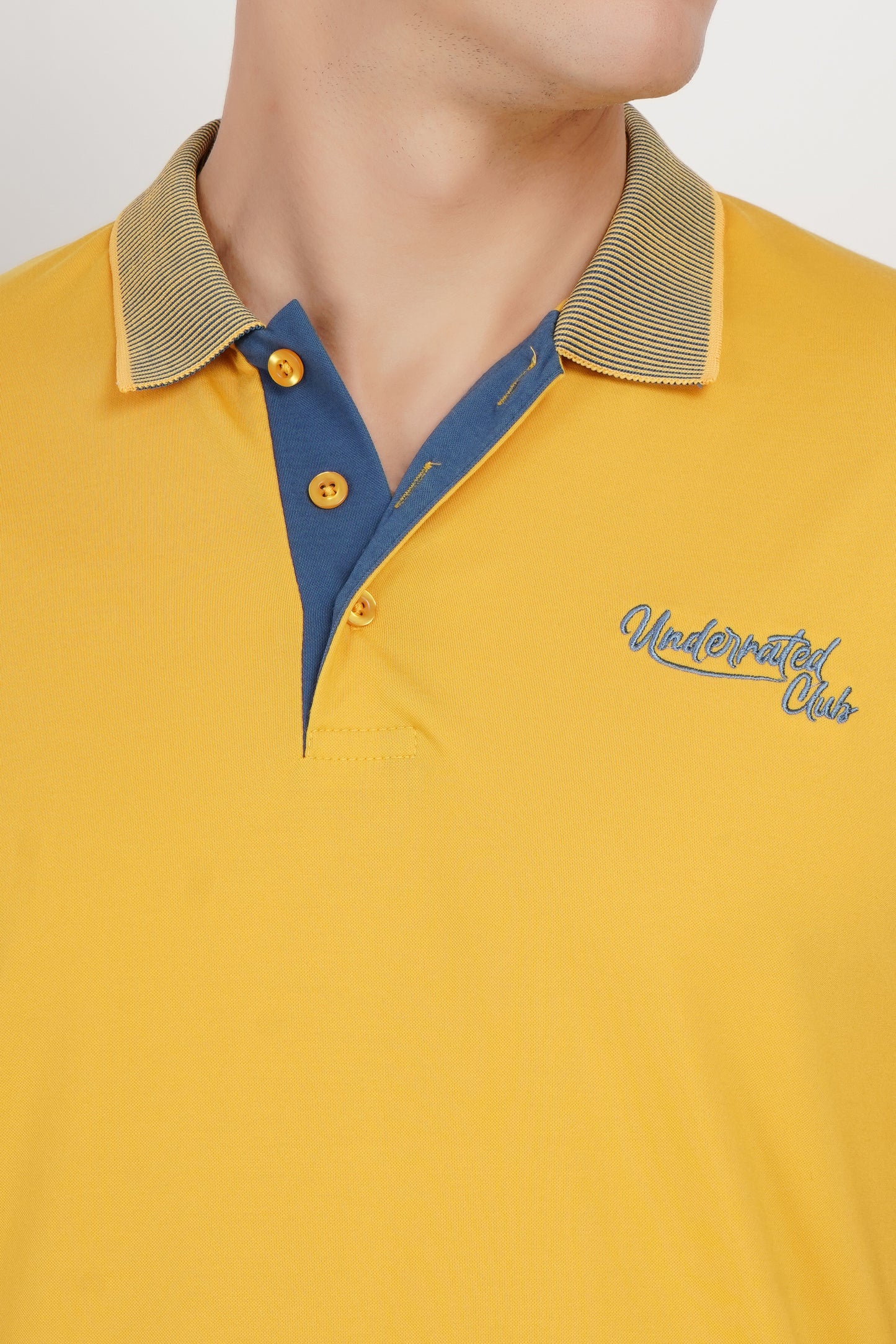 Yellow Contrast Collar Polo T-Shirt