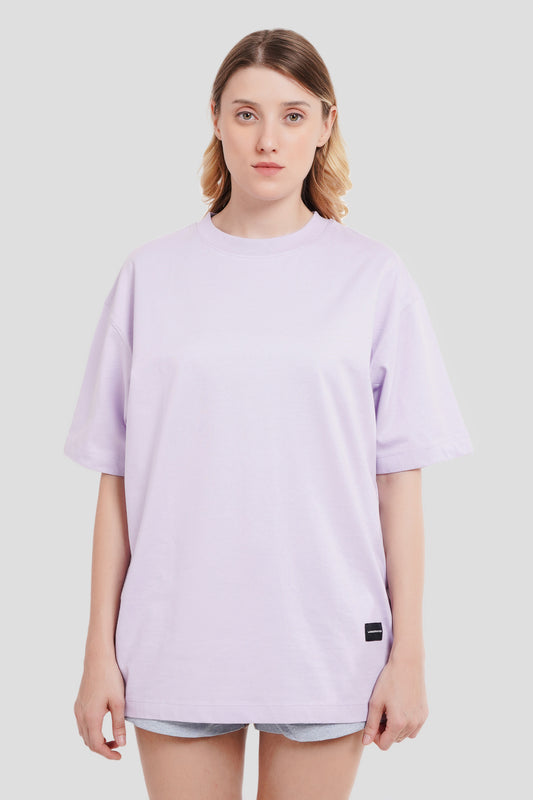 Solid Lilac Half Sleeves T-Shirt For Women Oversized Fit