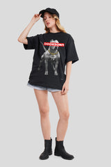 Underdog Black Printed T-Shirt Women Oversized Fit Pic 2