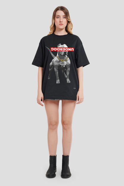 Underdog Black Printed T-Shirt Women Oversized Fit Pic 4