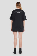 Underdog Black Printed T-Shirt Women Oversized Fit Pic 5