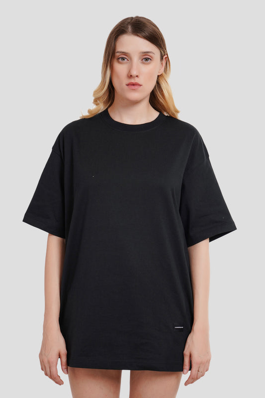 Women Solid Black Oversized Fit T Shirt Pic 1