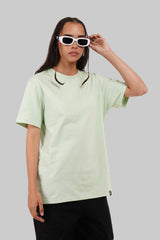 Solid Pastel Green Half Sleeves T-Shirt For Women Boyfriend Fit