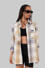 Beige Check Oversized Shacket