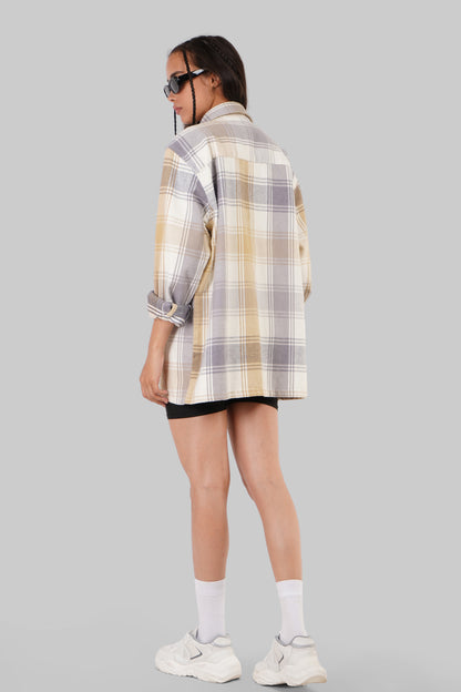 Beige Check Oversized Shacket