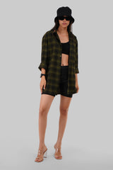 Olive Green Check Overshirt