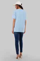 Parrot Pocket Graphic Light Blue Boyfriend Fit T-Shirt Women