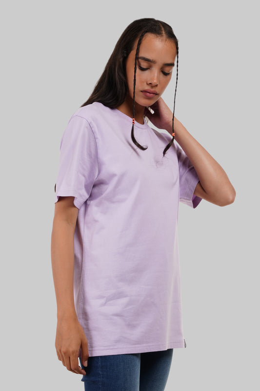 Solid Lilac Half Sleeves T-Shirt For Women Boyfriend Fit