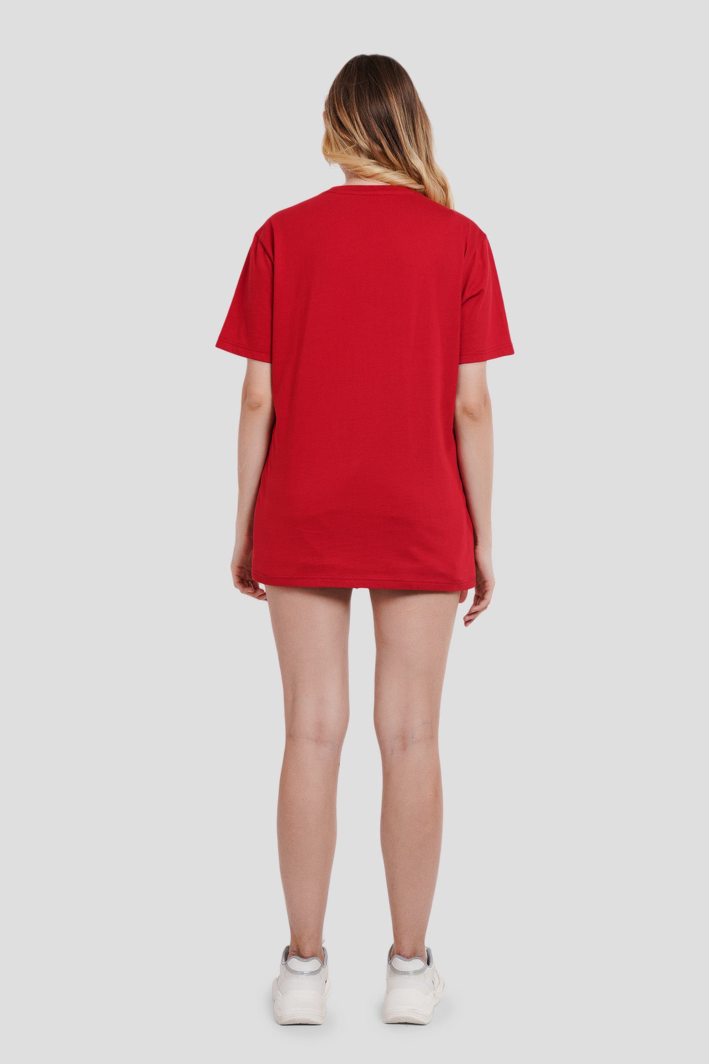 Stay Underrated Red Boyfriend Fit T-Shirt Women Pic 4