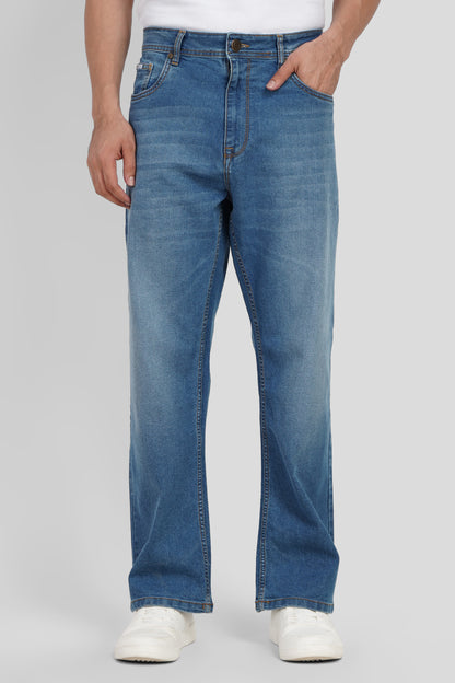 Classic Men's Bootcut Blue Denim Jeans Pic 1