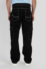 Black Mid Rise Regular Fit Men's Cargo Jeans