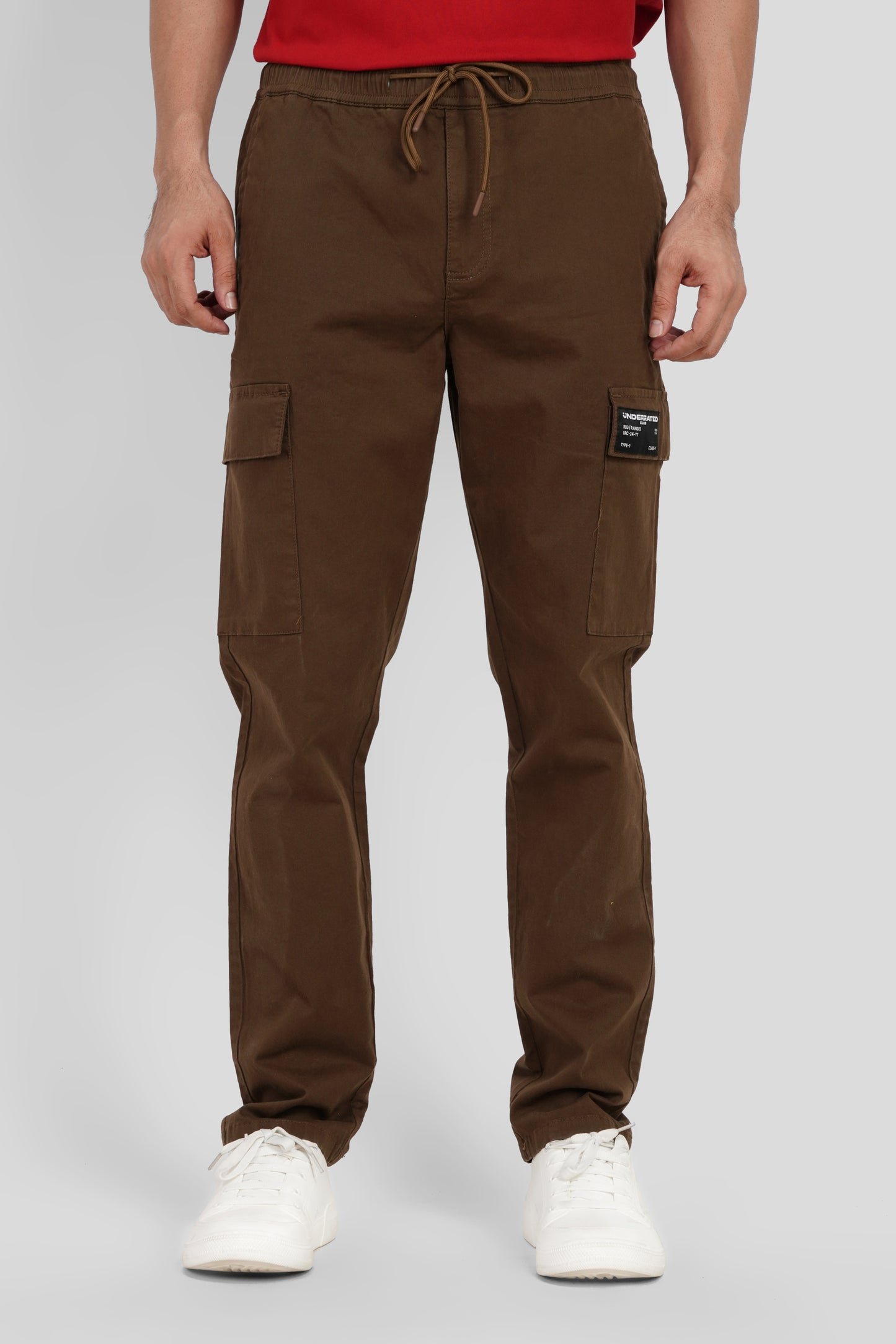 Brown Mid Rise Regular Fit Men's Cargo Pic 1