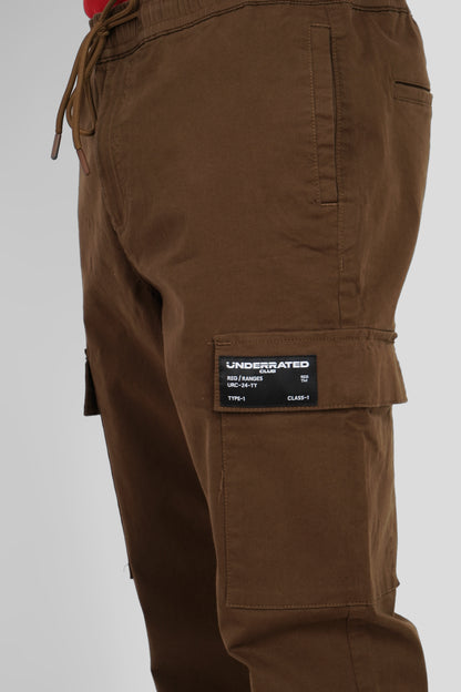 Brown Mid Rise Regular Fit Men's Cargo Pic 5