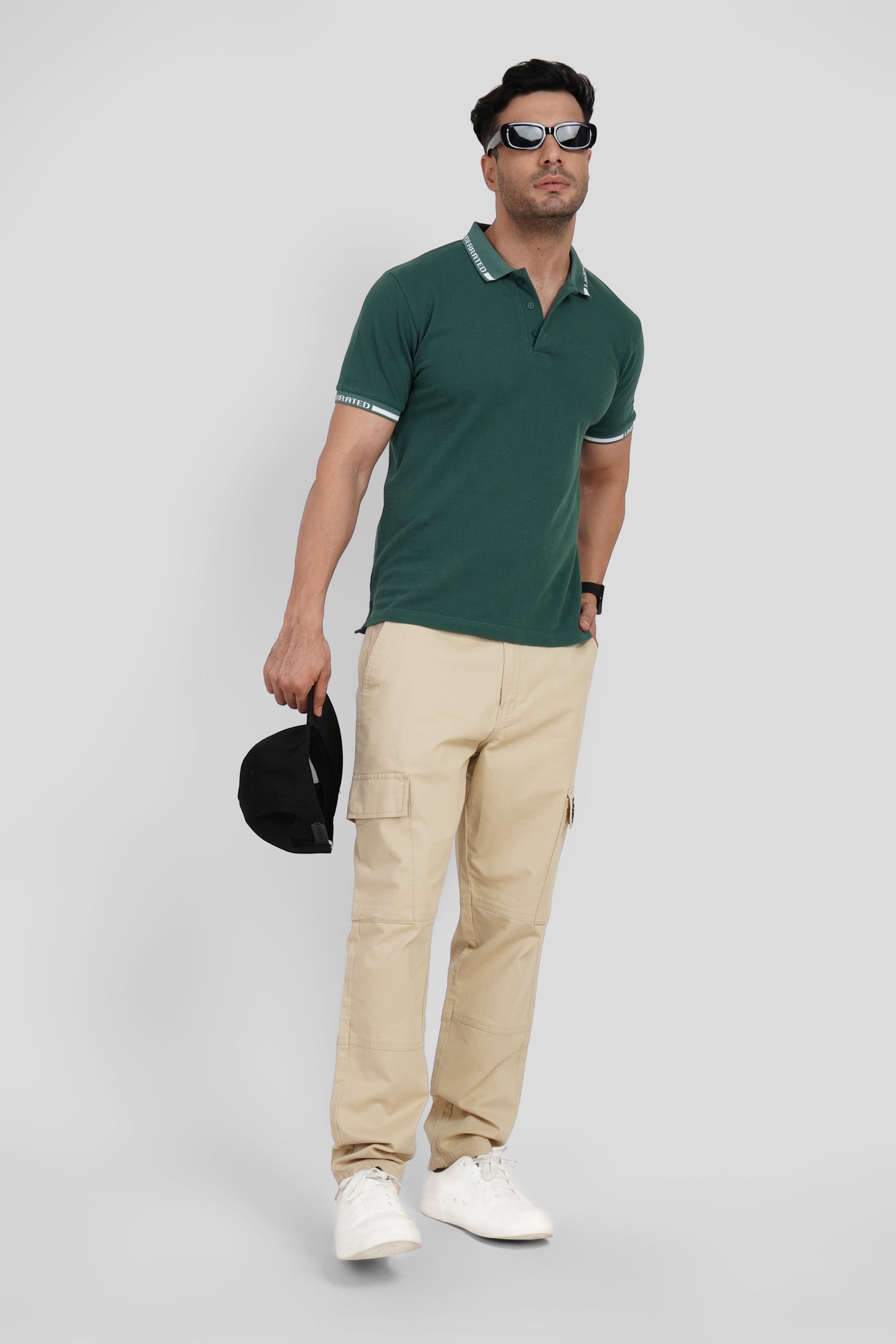 Beige Mid Rise Regular Fit 6 pocket Men's Cargo