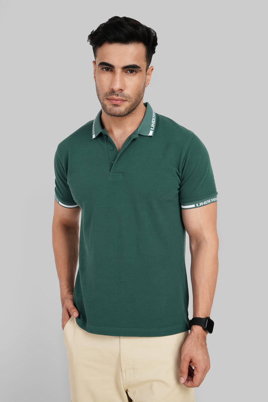 Green Logo Print Polo T-Shirt