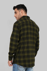 Olive Green Plaid Check Shirt