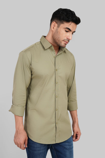 Green Solid Slim Fit Shirt