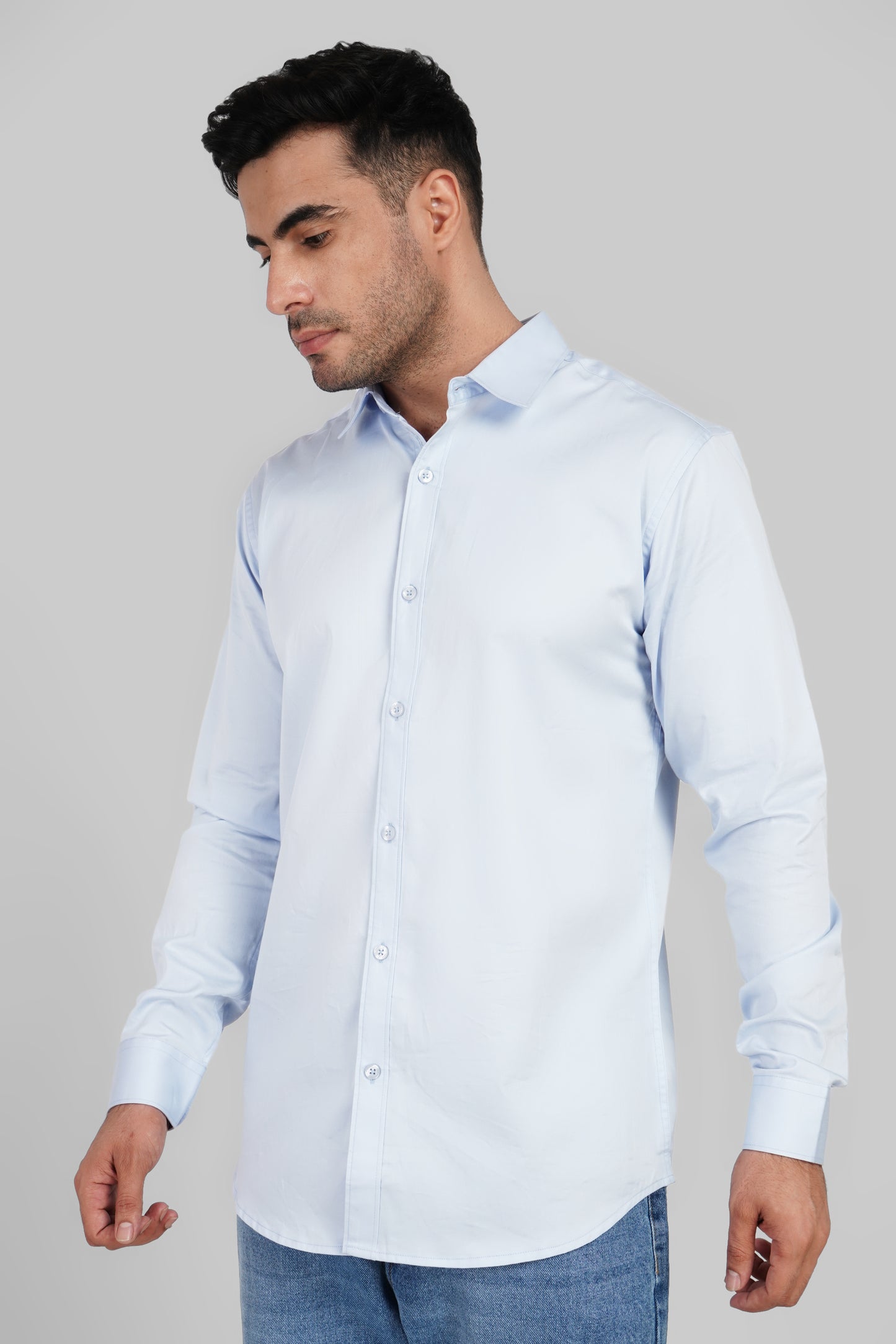 Light Blue Solid Slim Fit Shirt