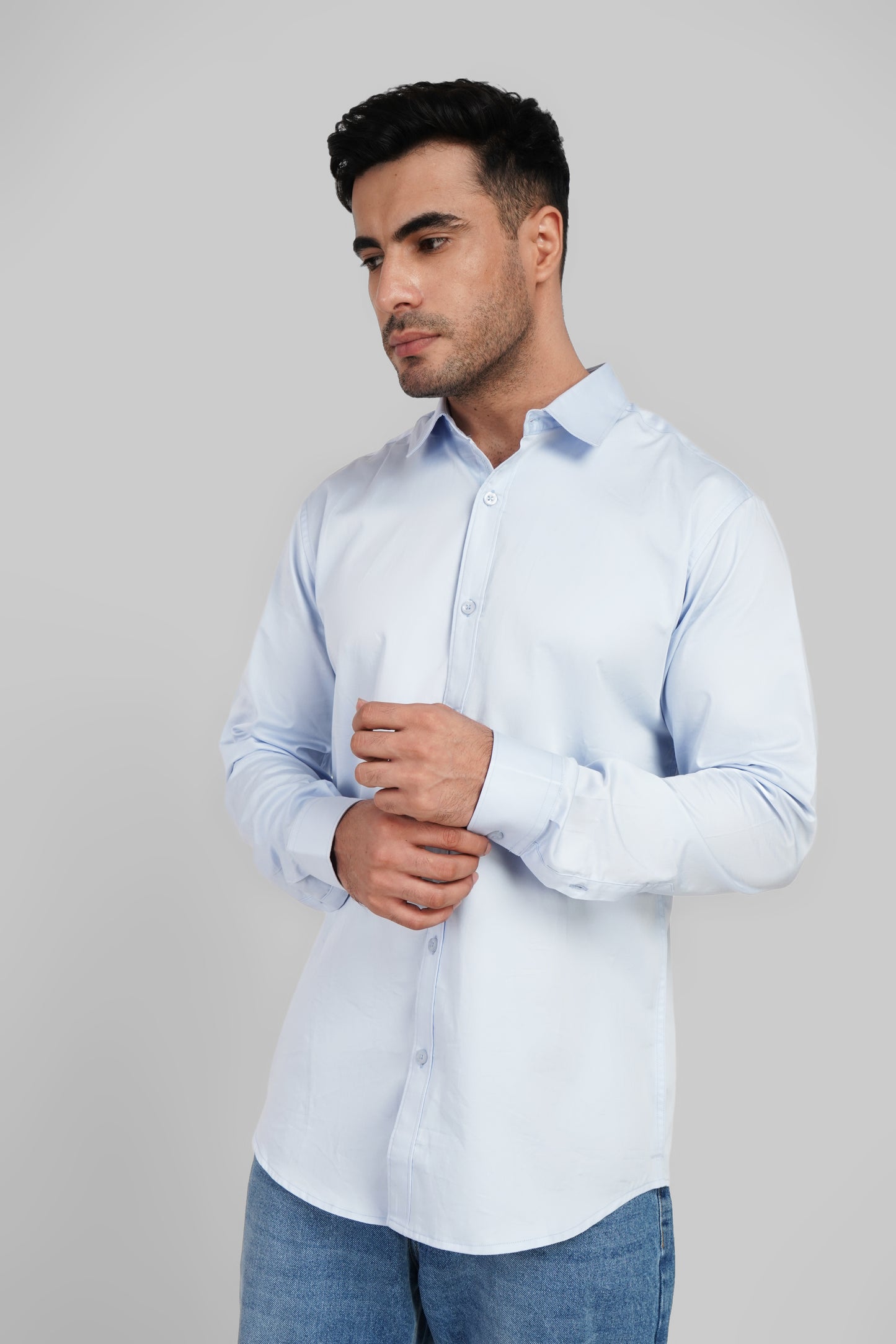 Light Blue Solid Slim Fit Shirt