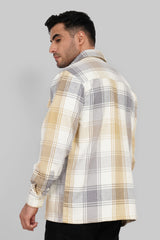 Beige Plaid Check Shacket