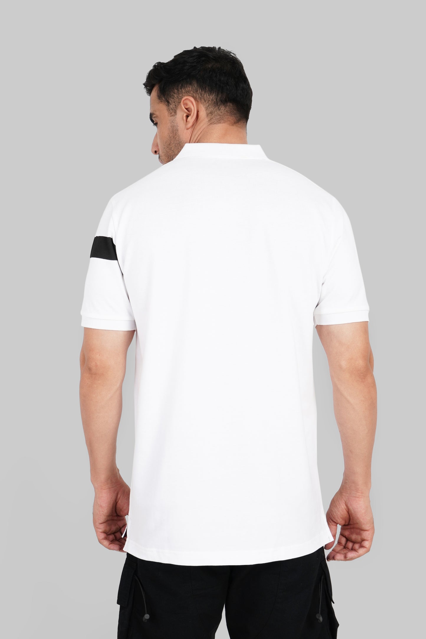 White Logo Print Polo T-Shirt