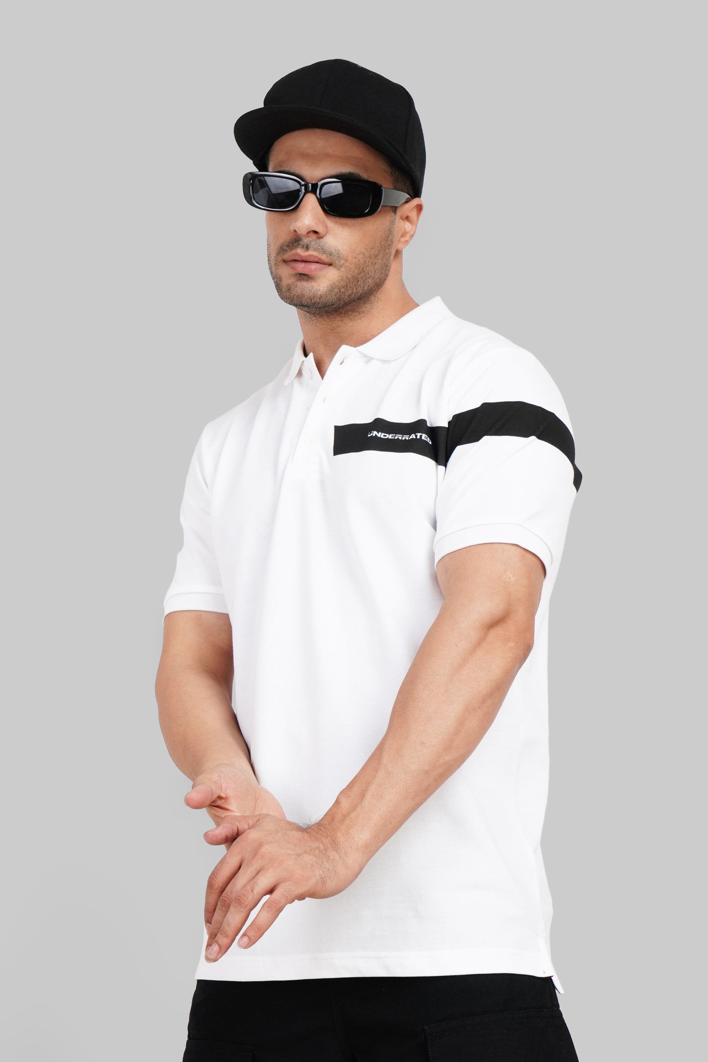 White Logo Print Polo T-Shirt