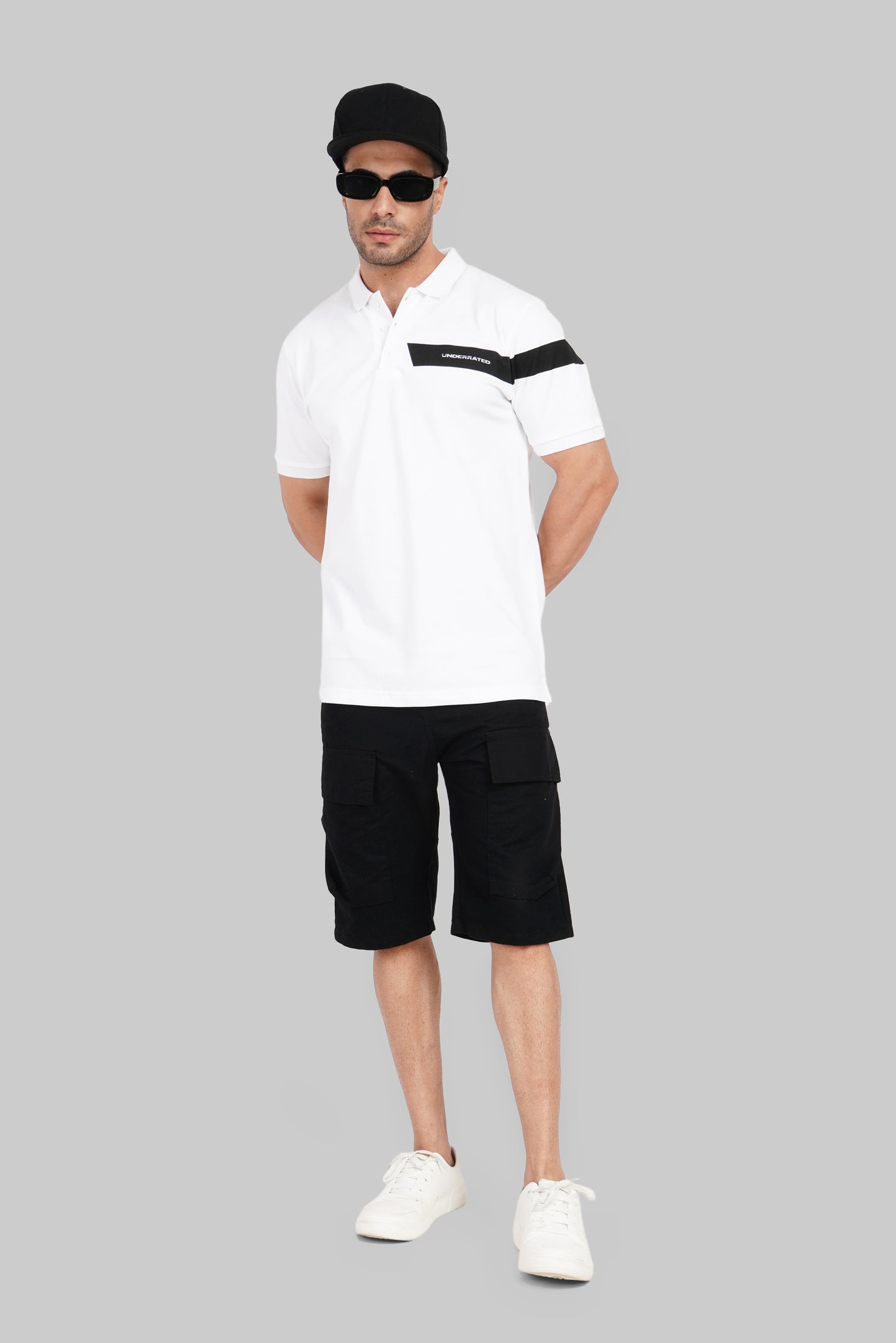 White Logo Print Polo T-Shirt