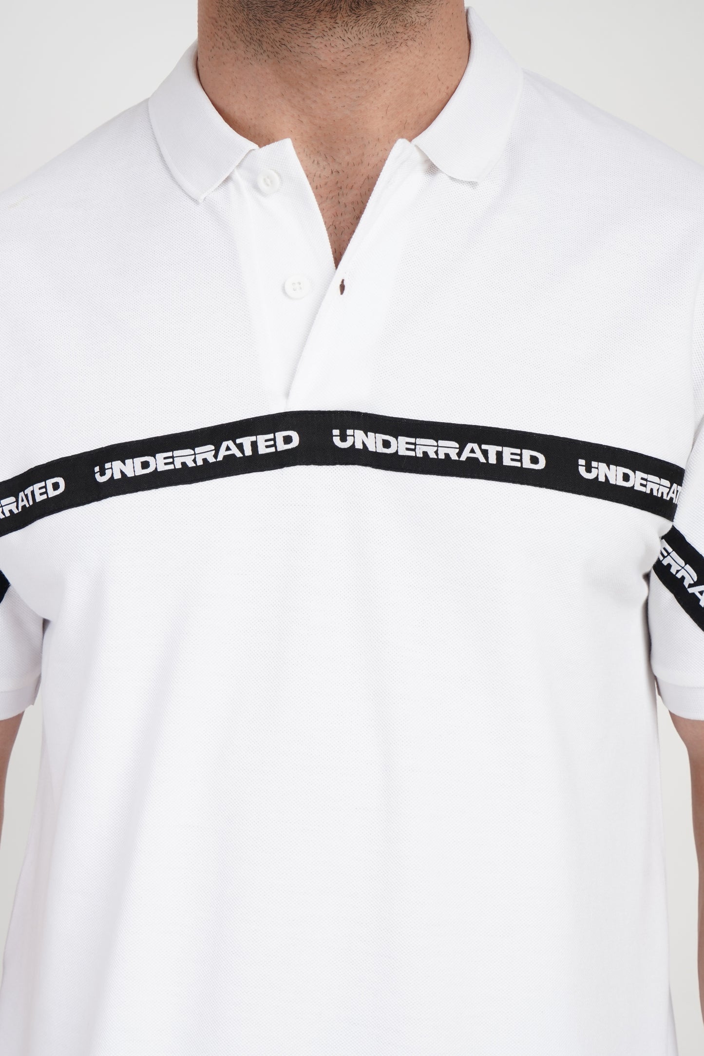 White Logo Tape Polo T-Shirt