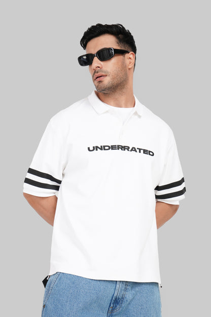 White Boxy Fit Polo T-Shirt