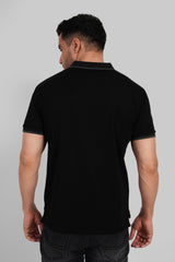 Black Zipper Placket Polo T-Shirt