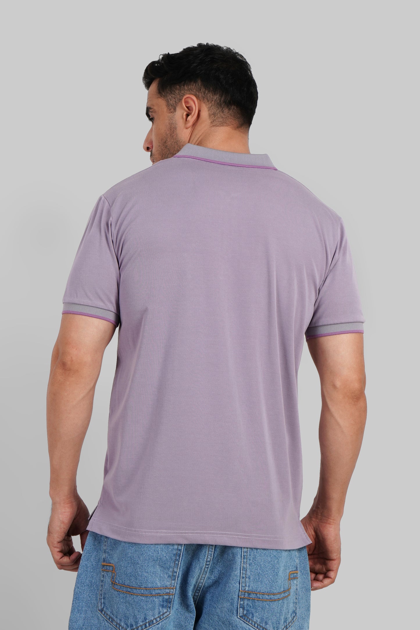 Purple Zipper Placket Polo T-Shirt