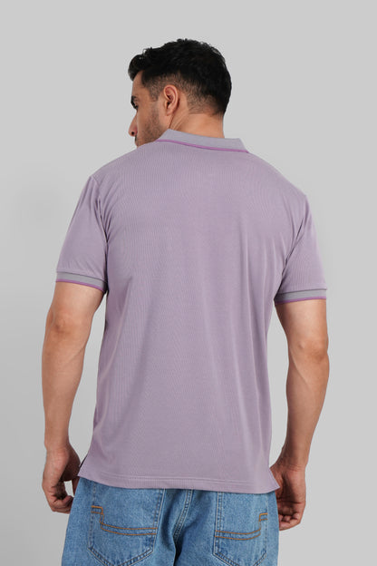 Purple Zipper Placket Polo T-Shirt