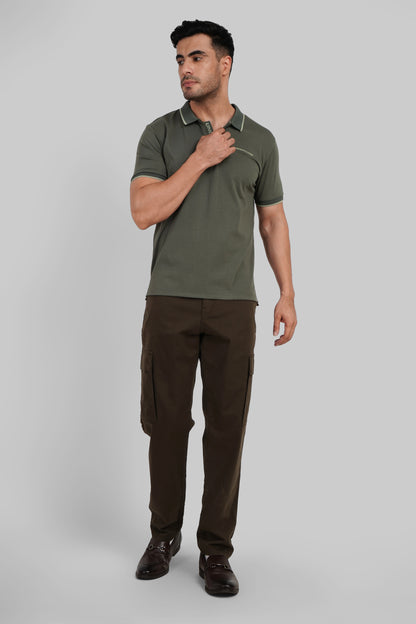 Green Zipper Placket Polo T-Shirt