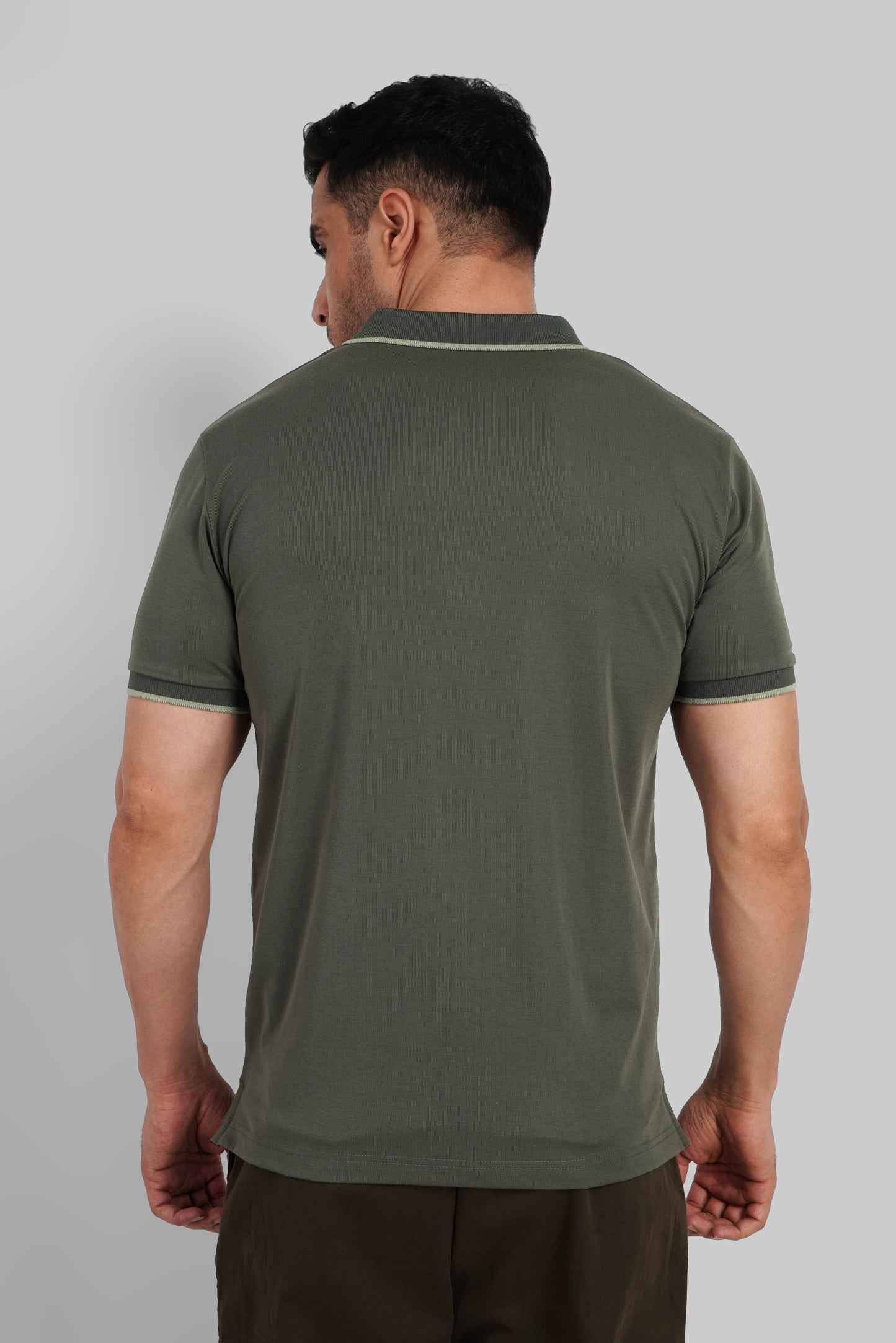 Green Zipper Placket Polo T-Shirt