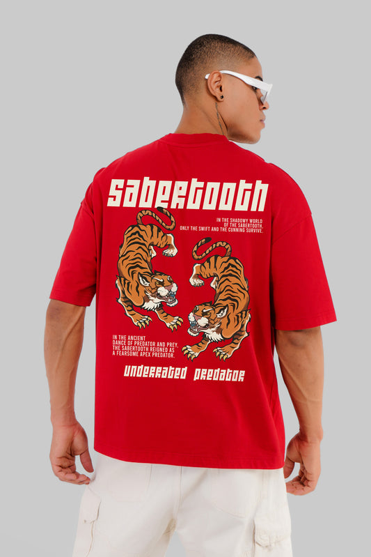 Sabertooth Red Baggy Fit T-Shirt Men