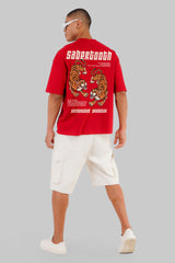 Sabertooth Red Baggy Fit T-Shirt Men