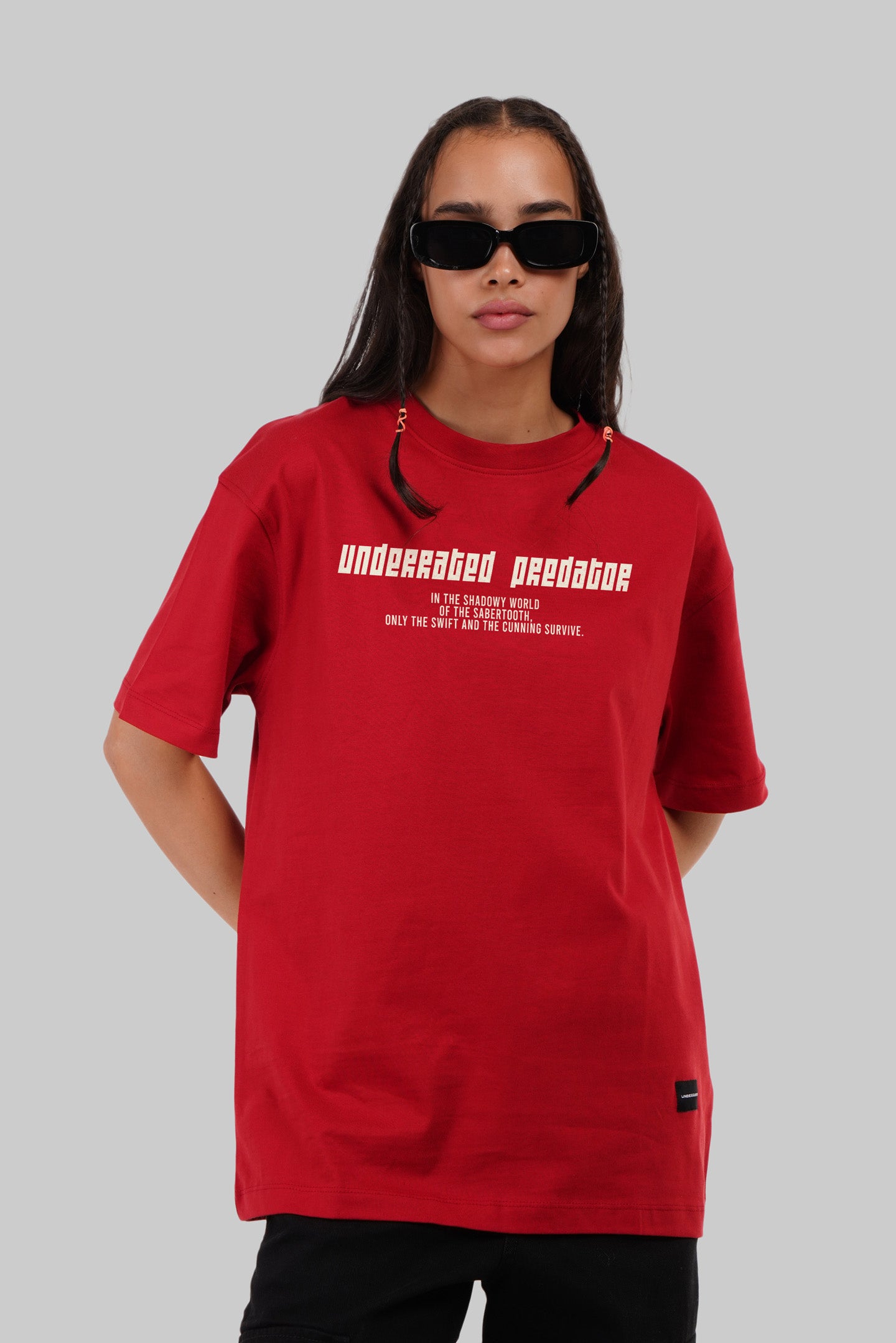 Sabertooth Red Oversized Fit T-Shirt Women