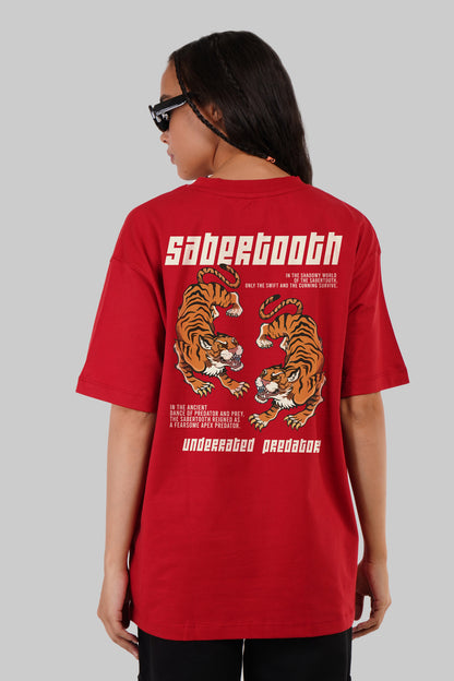 Sabertooth Red Oversized Fit T-Shirt Women